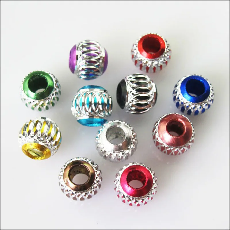 

Fashion 50Pcs Mixed Silver Carved Lantern Aluminium Spacer Beads Charms 6mm