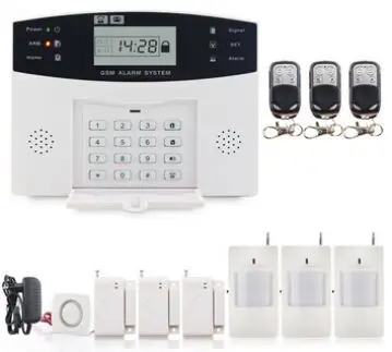 ЖК-дисплей беспроводной GSM сигнализация русский и Английский Испанский Французский Голосовой SMS и датчик дыма домашняя система охранной сигнализации - Цвет: Kits T333