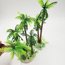 Растения для аквариума, искусственные тропические кокосовые декоративные украшения для аквариума, аксессуары для зеленого дерева, украшение 1 шт