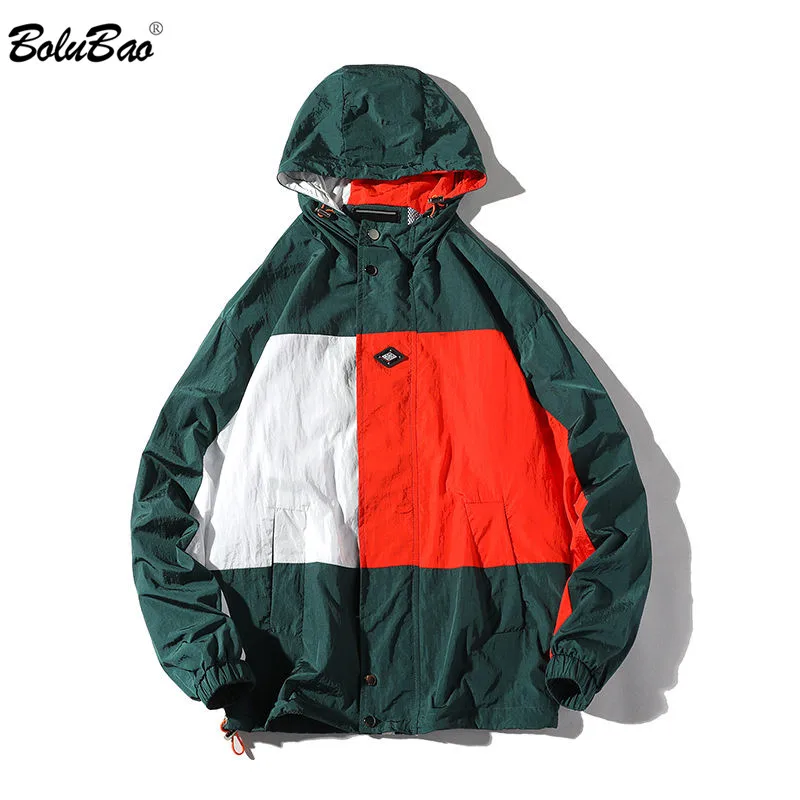 

BOLUBAO Men's Brand Jackets Male Autumn New Coat Fashion Solid Color Splice Men Windproof Hooded Jacket