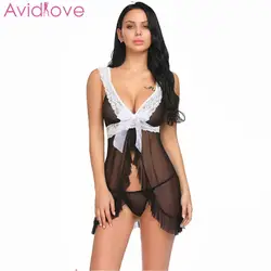 Avidlove для женщин сексуальное женское белье Лидер продаж эротические Flyaway Ruffled Babydoll кружево пикантная одежда пижамы Открытый спереди Ночное