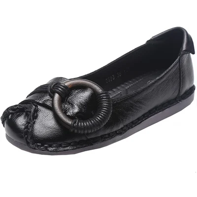 Женская обувь из натуральной кожи на низком каблуке, без шнуровки, обувь для вождения, женские мокасины с цветочным принтом, лоферы, эспадрильи, 8893 - Цвет: black