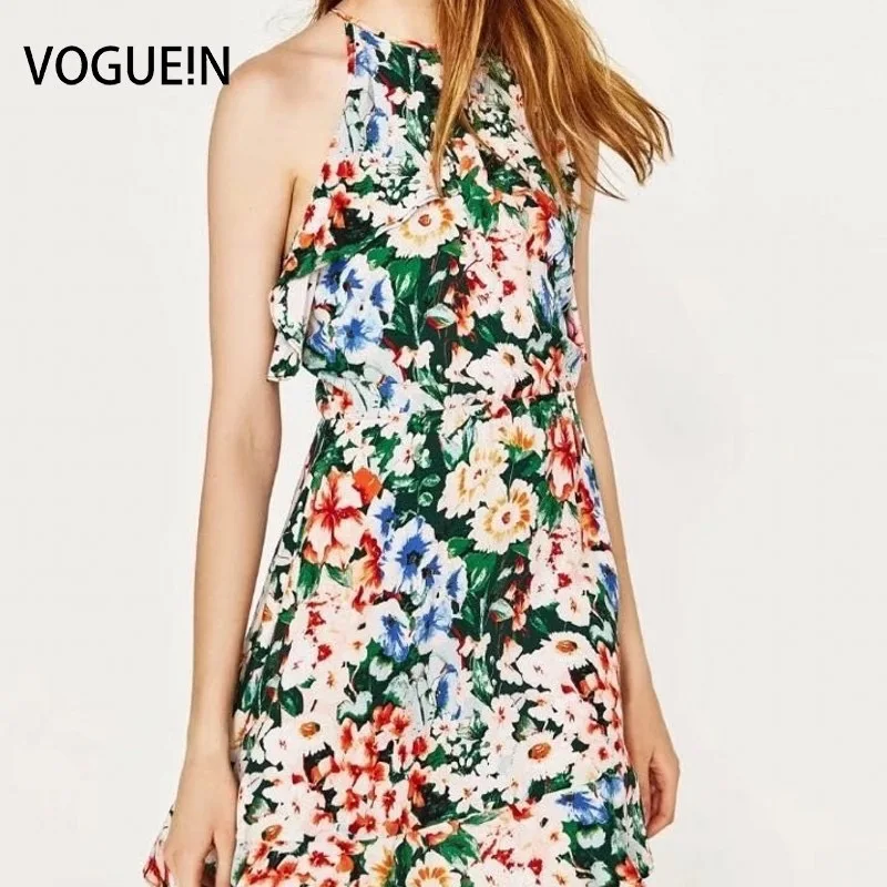 

VOGUEIN New Womens Ladies Summer Beach Floral Print Sleeveless Mini Dress Size SML Wholesale