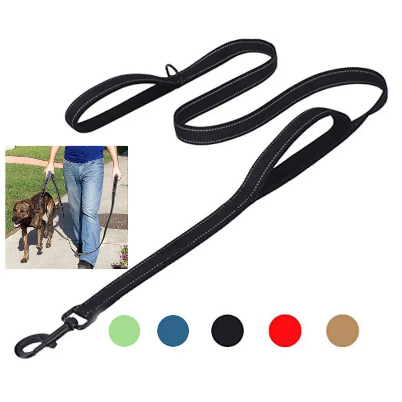 Dog Leash Nylon Rope Double Handle Reflective Pet Medium Large Dogs Greater Control Safety Training Protect Traffic | Дом и сад