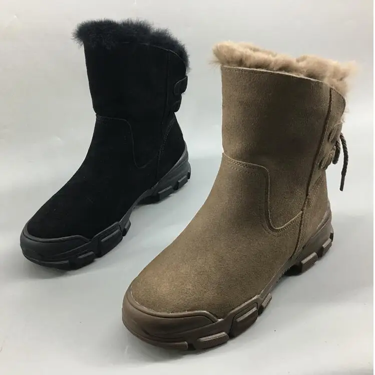 

2019 new winter women's shoes casual street beat plus velvet thick bottom sleeve leather waterproof snow boots