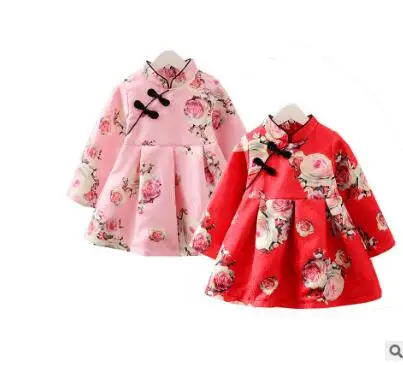 Платье для девочек в традиционном китайском стиле зимний детский комплект для девочек в стиле эпохи Тан детское платье принцессы чонсам ципао