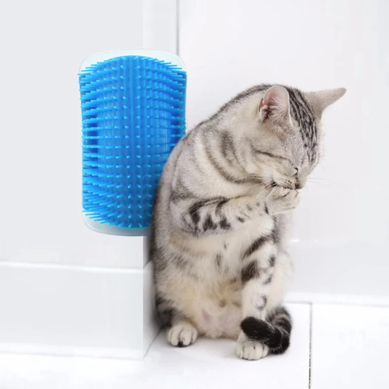

Pet Dog Cat Self Brush Wall Corner Comb with Stick Hair Fur Grooming Bath Shower Massage Tool Scratching Rubbing Brush Cat Toys