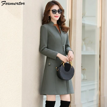

New Outerwear Overcoat Spring Autumn Women Wool Coat Fashion Long Woolen Coat Single Breasted Slim Type Female Winter Wool Coats