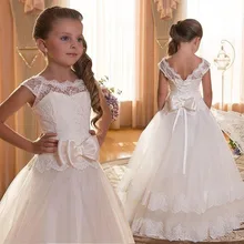 Свадебное кружевное платье принцессы с цветочным рисунком и большим бантом для девочек; платье принцессы на свадьбу, день рождения, вечеринку; anniversaire enfant; платье для девочек-подростков