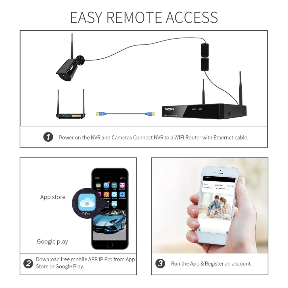 TMEZON 4CH CCTV System 960P NVR 4PCS 1.3MP Wireless IP Camera IR Outdoor P2P Wireless Security System Surveillance Kit with 1TB TMEZON 4CH CCTV System 960P NVR 4PCS 1.3MP Wireless IP Camera IR Outdoor P2P Wireless Security System Surveillance Kit with 1TB