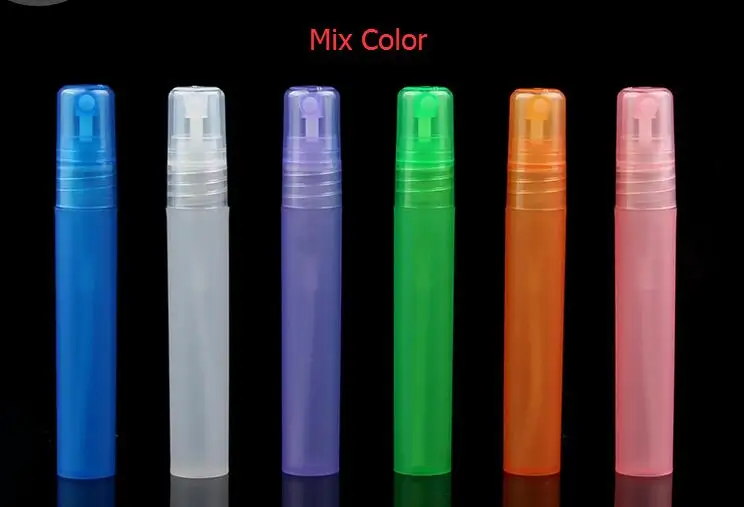 100 шт./лот 8 мл маленькая пустая пластиковая косметическая бутылка с распылителем многоразовый парфюмерный распылитель бутылки для путешествий - Цвет: mix color