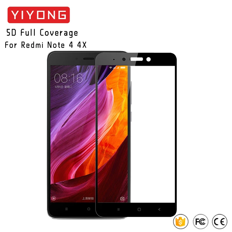 

YIYONG 5D Full Cover Glass Xiaomi Redmi Note 4 Global Version Tempered Glass Screen Protector For Xiaomi Redmi Note 4X Pro Glass