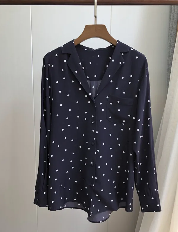 Женская рубашка с v-образным вырезом и длинным рукавом, сексуальная пляжная блузка, повседневные топы с принтом в горошек, Женская рубашка блузка, одежда - Цвет: As show picture
