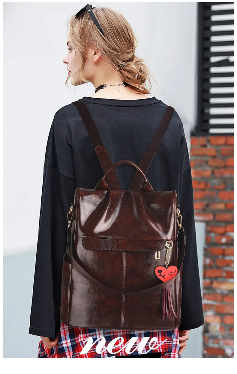 Винтажный кожаный рюкзак для женщин мягкий рюкзак закрывающийся на молнию рюкзак повседневные Рюкзаки простая Женская дорожная сумка через плечо mochila XA318H