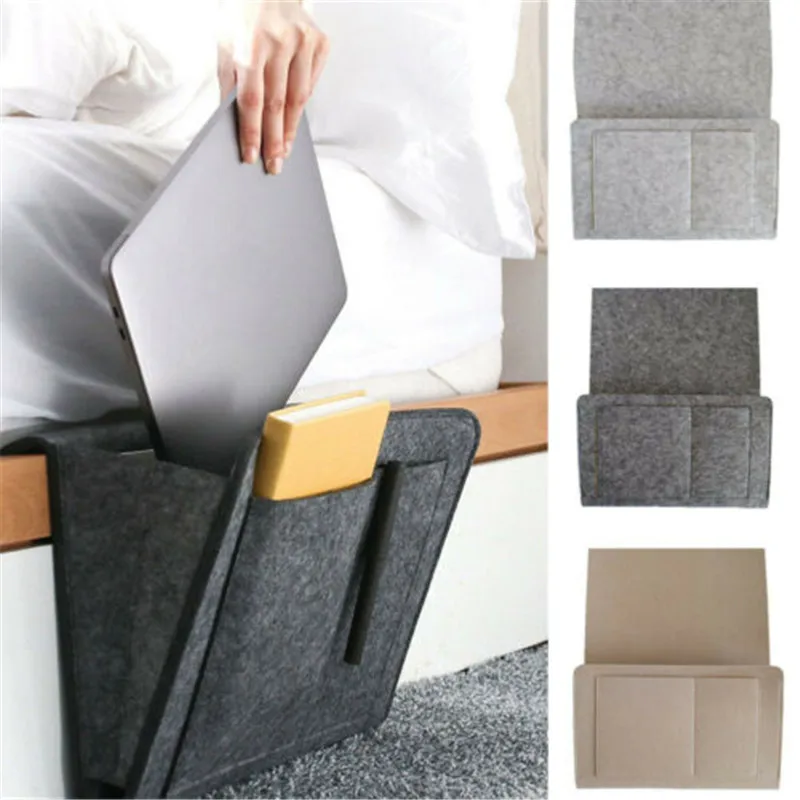 

2019 Newest Hot Felt Bedside Pocket Caddy Storage Organizer Bed Desk Bag Sofa TV Remote Holder Storage Bags