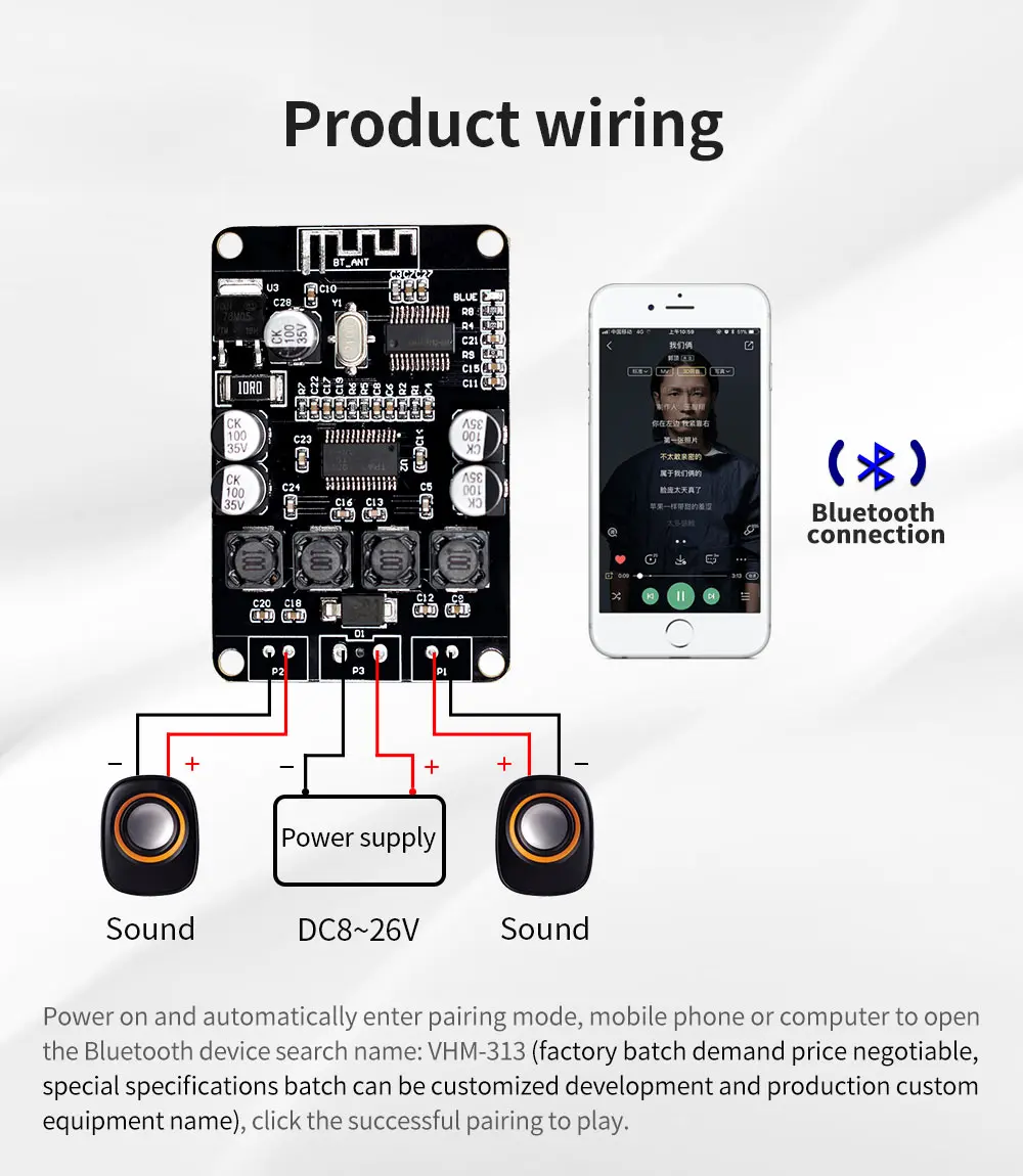 VHM-313 TPA3110 2x15 Вт Bluetooth аудио усилитель мощности доска для Bluetooth динамик