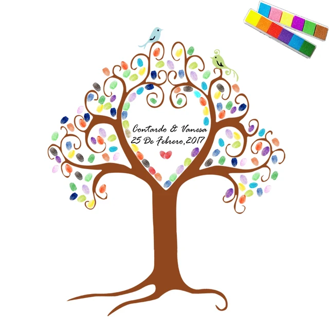 Haochu Love Tree With Two Birds Fingerprint Wedding Guest Haochu Love Tree With Two Birds Fingerprint Wedding Guest Book Decoration Party Gifts Canvas Decor
