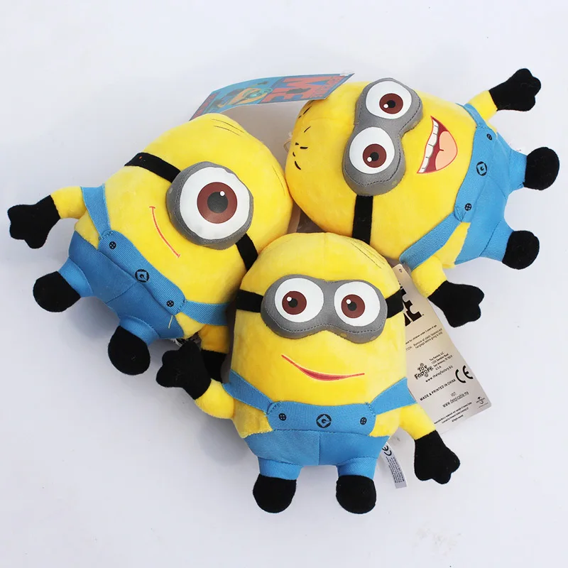 Despicable Me Minion Plush Toy Character 3D-Eyed Dave Stuffed Animal Doll 9" 