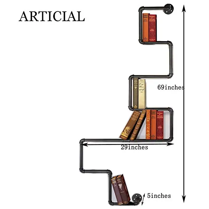 Industria стеллаж для хранения книг с железными трубами, домашний держатель книг для учебы, винтажные принадлежности для хранения, Домашний Органайзер для книг