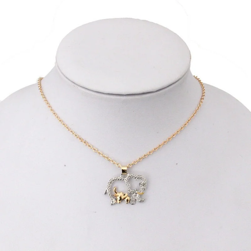 Mama Baby Hollow Elephant And Gold Pendant Necklaces Jewelry New Mom Gift Mother Child Necklace | Украшения и аксессуары