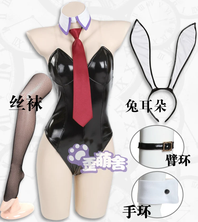 

Anime Steins Gate 0 Makise Kurisu Cosplay Costume Sexy Jumpsuit Bunny Girl Latex Catsui Halloween Party Perform Suit