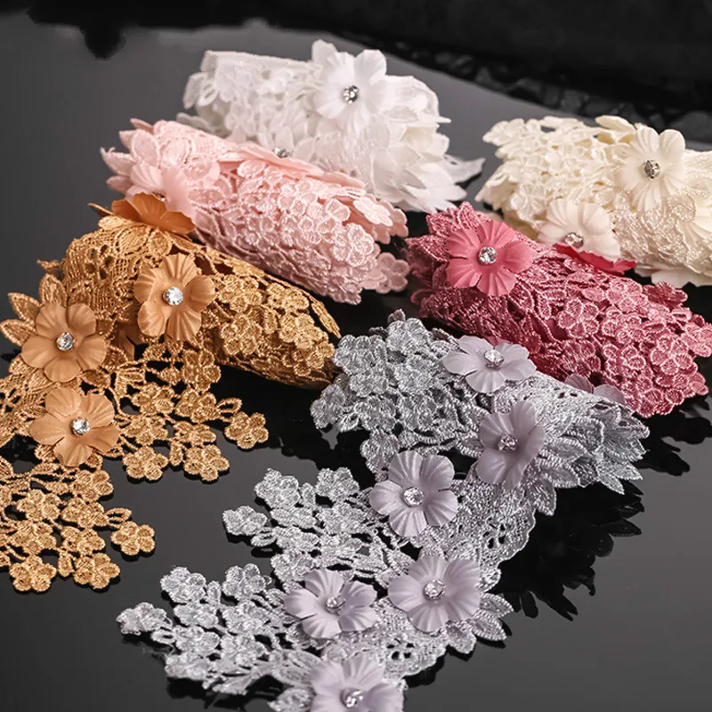 

Hand-Diamond Beads Lace Accessories Cloth Material Lace Sofa Curtain Edge Decoration DIY Fabric Accessories Width 9cm 2Yds/lot