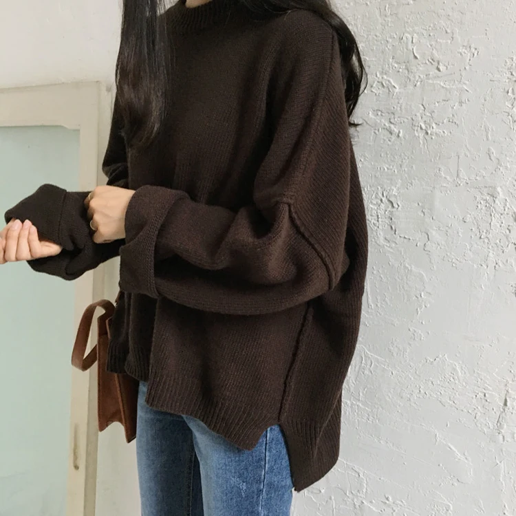 2 цвета, осень и зима, корейский шикарный стиль, винтажные свободные утолщенные женские свитера и пуловеры(B0898