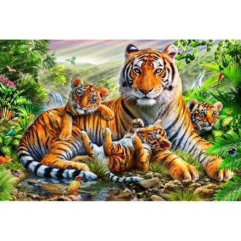 

Full Square/Round Drill 5D DIY Diamond Painting "Tiger family" 3D Embroidery Cross Stitch 5D Rhinestone Home Decor Gift