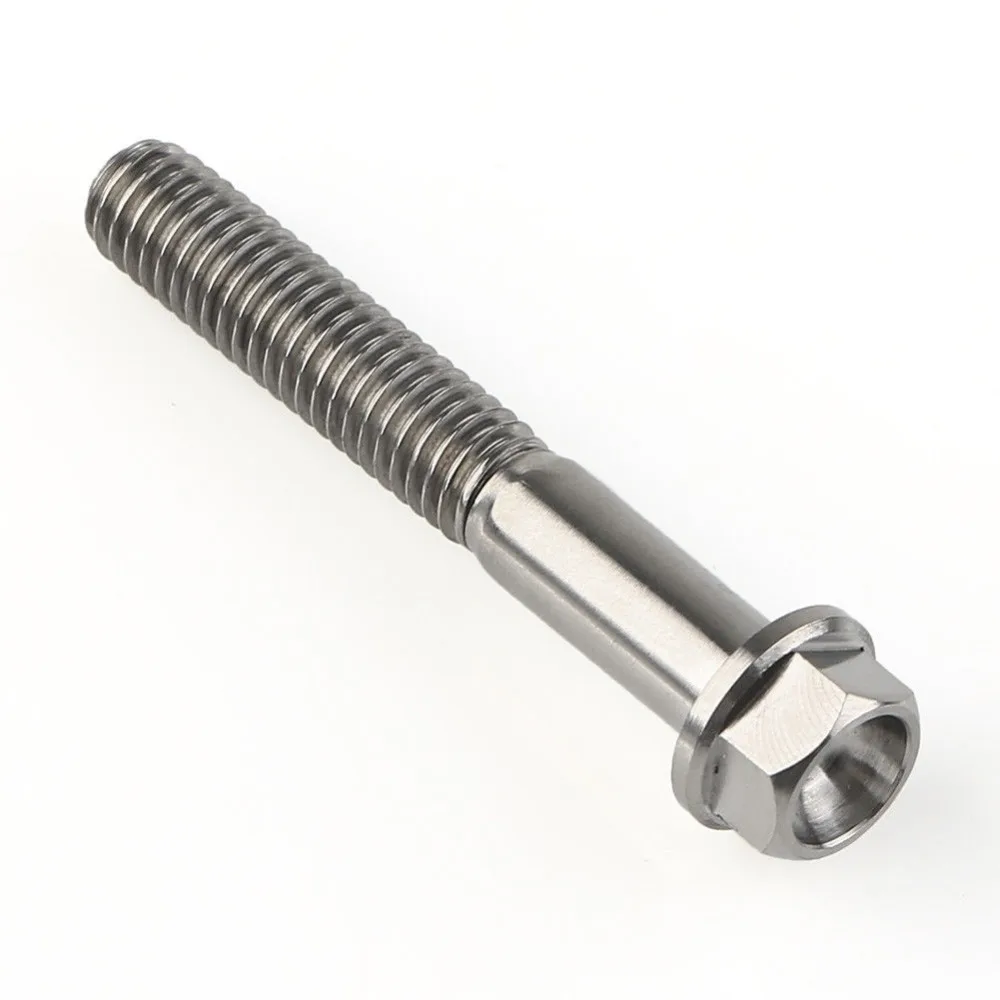 2Pcs Titanium Alloy Ti Hex Head Cap Screw Flange Bolt M6 x30mm M6x40mm M6x50mm M6 GR5 Screw Hex Bolt