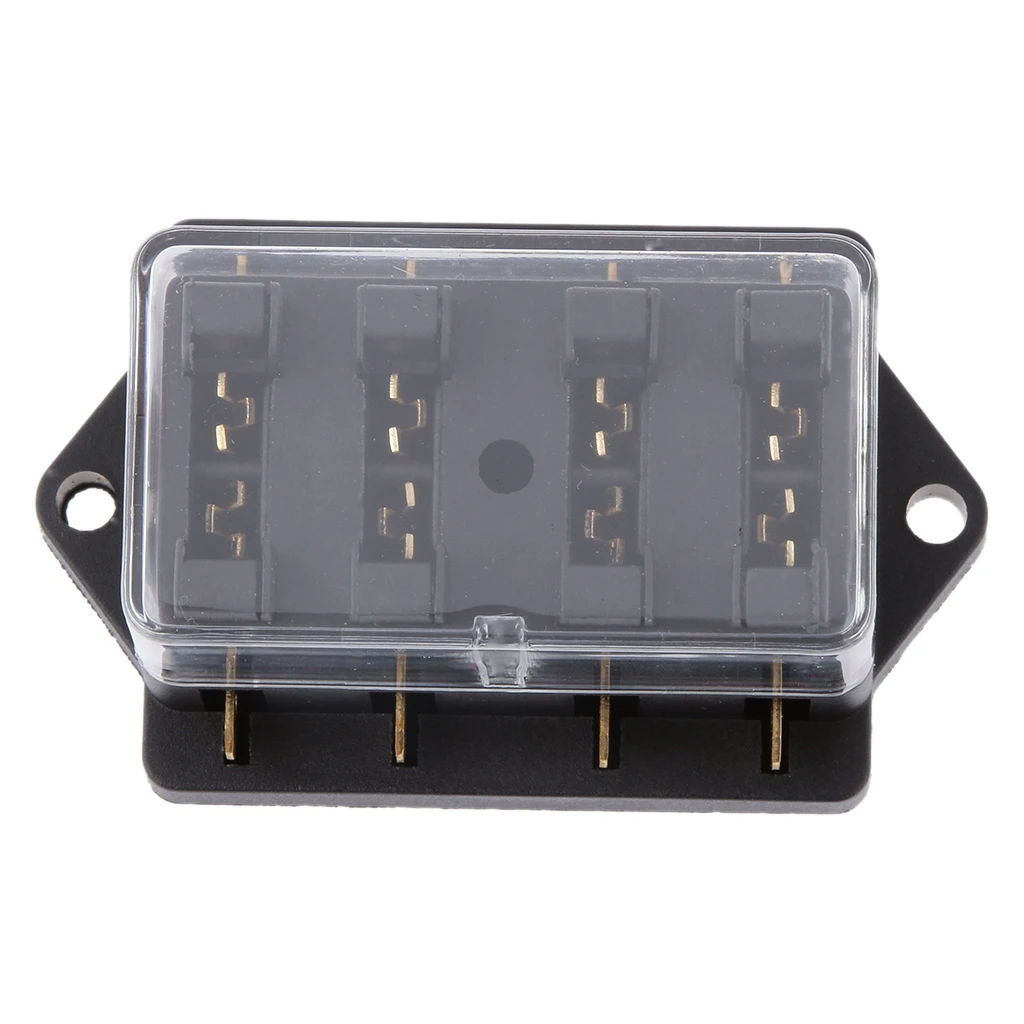 1 Set 4 Way Circuit Standard ATC Blade Fuse Holder DC 30V With 10/20/30/30 Fuse For Car Boat Truck Accessories 6.3mm Fuse Holder