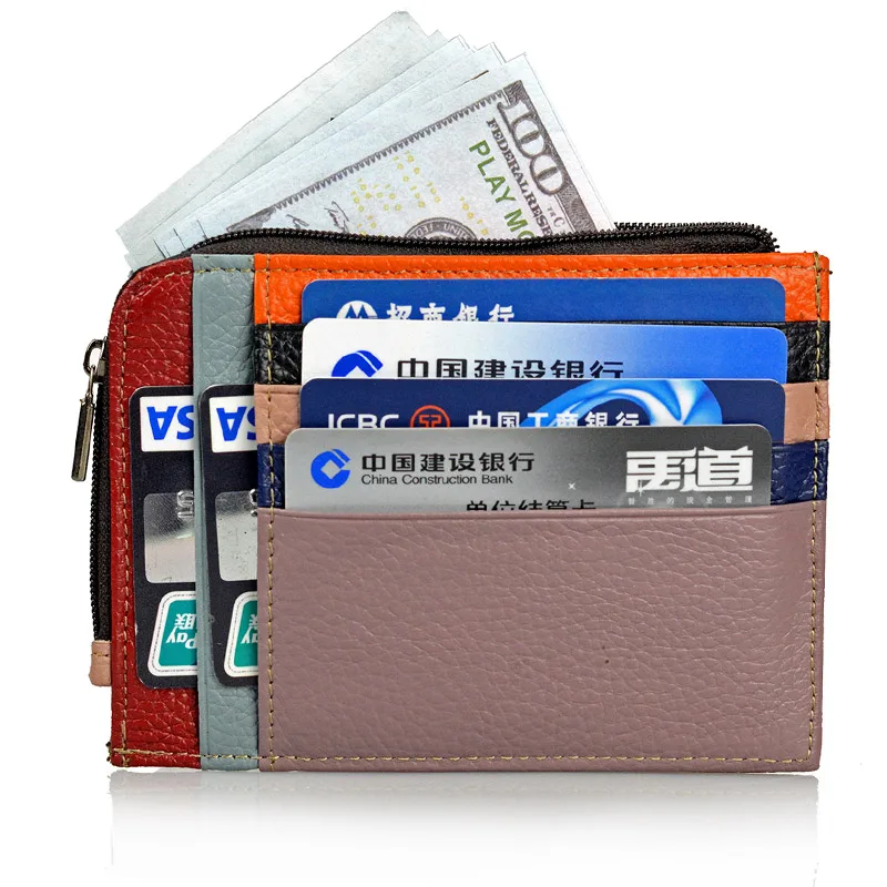 

New 2018 Genuine Leather Card Holder Wallet Women Cow Leather Coin Purse Fashion Female Credit Card Holder Case Wallet