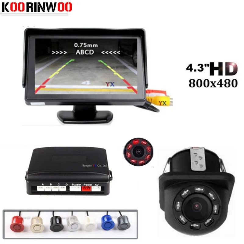 

Koorinwoo HD CCD Parktronic Car Parking Sensor 4 Buzzer Rear view Camera Car TFT Monitor Digital Display Auto Accessories Blind