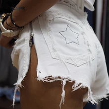 ^#Cheap CWLSP White Ripped Summer shorts Zipper Women's denim shorts Tassel High Waist Short Pants Streetwear feminino QL3910 ^#Cheap CWLSP White Ripped Summer shorts Zipper Women's denim shorts Tassel High Waist Short Pants Streetwear feminino QL3910