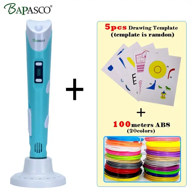 Bapasco 3d Pen 100meter 20colors Abs 5pcs Drawing Template Generation 2nd 3d Printing Pen With 3d Printer Templates