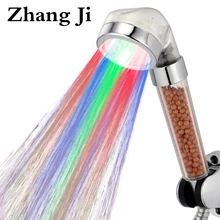 Zhangji łazienka głowica prysznicowa LED 7 kolorów oszczędne zużycie wody i wysokie ciśnienie SPA Showerhead Anion filtr kulki usuń zanieczyszczenia