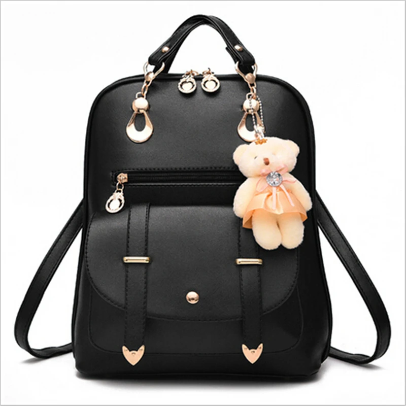 2017 New Women Leather Backpacks Bolsas Mochila Feminina Large Girls Schoolbag Travel Bag Solid Candy Color
