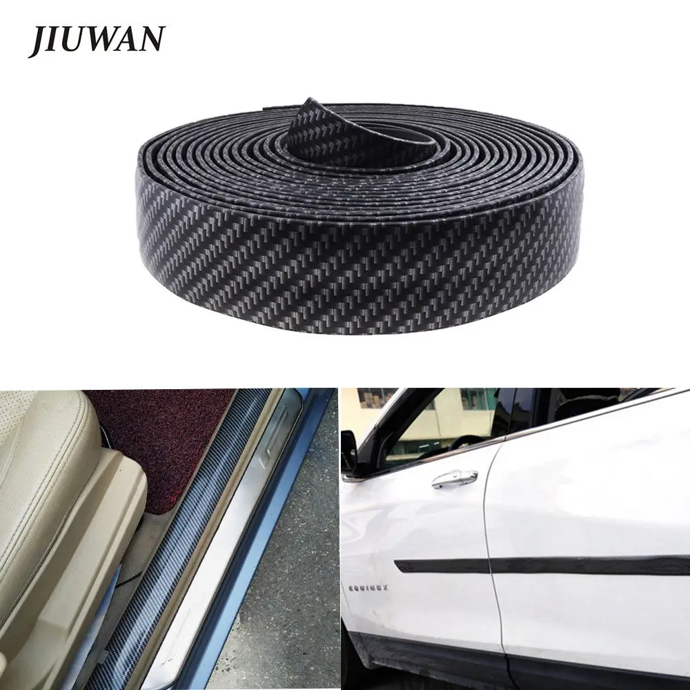 JIUWAN 100cm Car Styling Door Sill Rubber Sticker Auto Carbon Fiber