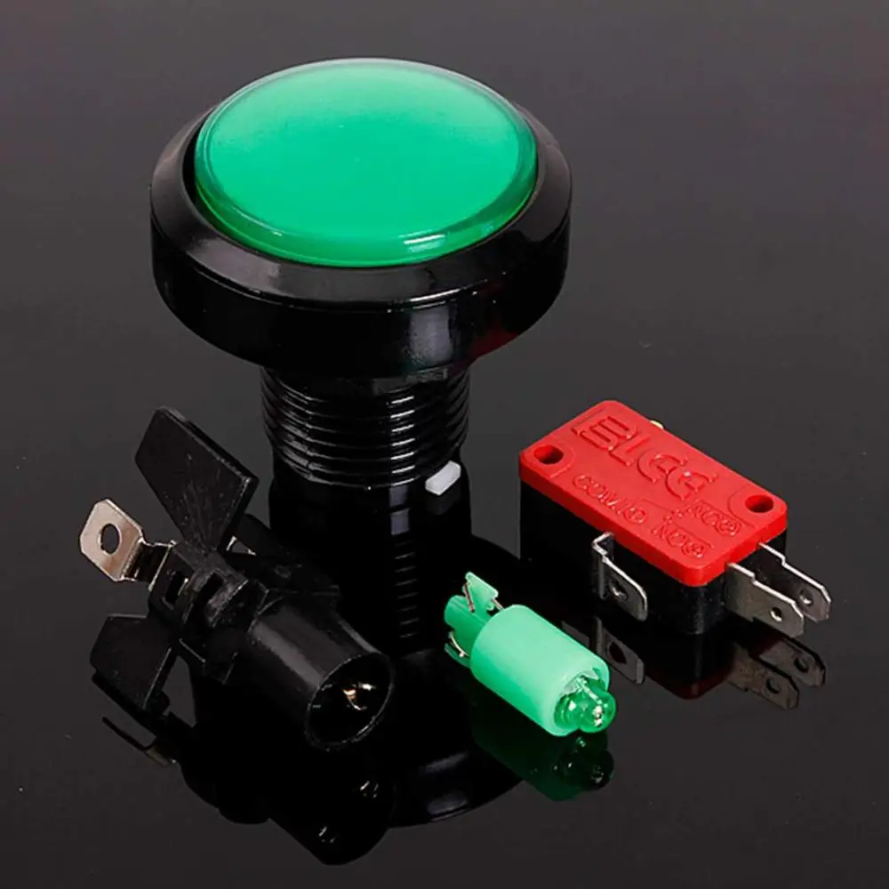 Аркадная Кнопка 5 цветов светодиодный светильник 60 мм 45 мм большой круглый аркадный Видео игровой плеер кнопочный переключатель - Цвет: 45mm green