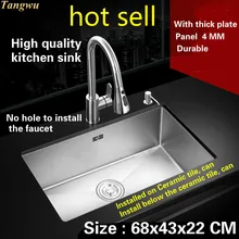 Tangwu высокое качество 4 мм толщиной пищевой 304 нержавеющая сталь кухонная раковина лучше ручной работы один слот 68x43x22 см