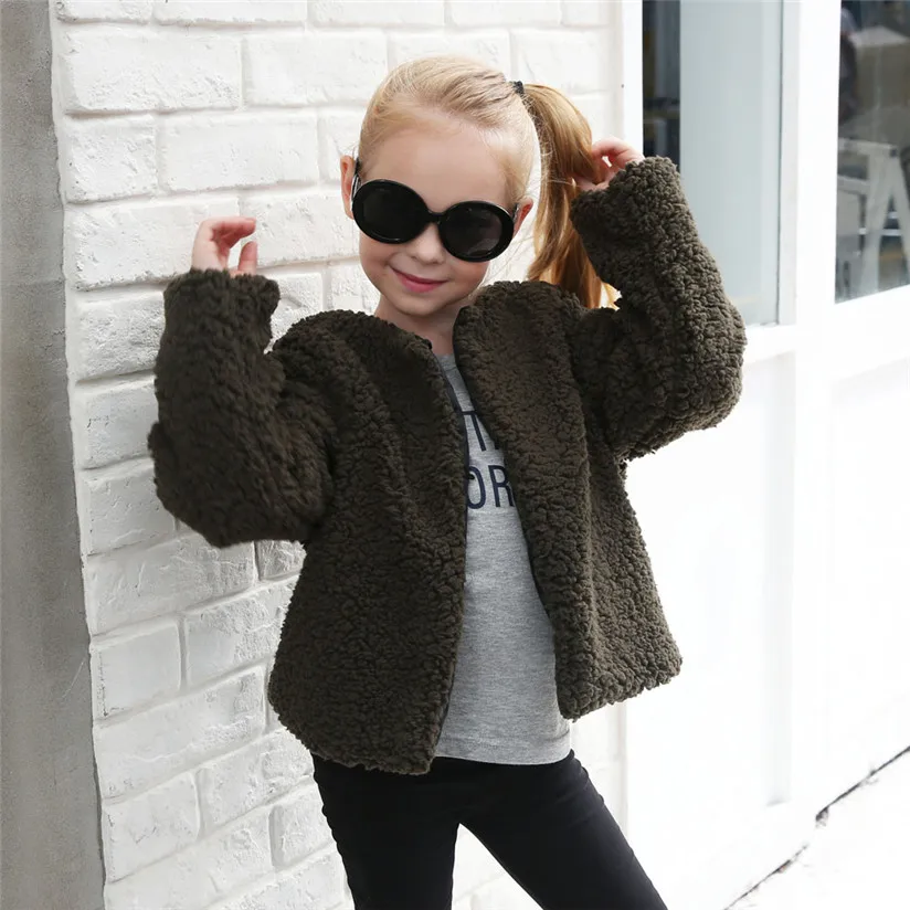 Kid Baby Girl Autumn Winter Faux Cashmere Coat Jacket Thick Warm Outwear Clothes