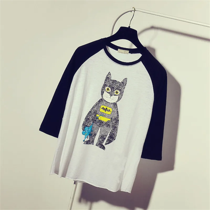 

EAST KNITTING H131 Autumn Women Funny Batman Print Long Sleeve T shirt Lady Tops