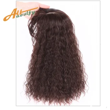 

Allaosify Top Piece Closure Toupee Curly Synthetic Hair Hand-made Natural Black Hair Topper Hairpiece Clip In Hair Extensions