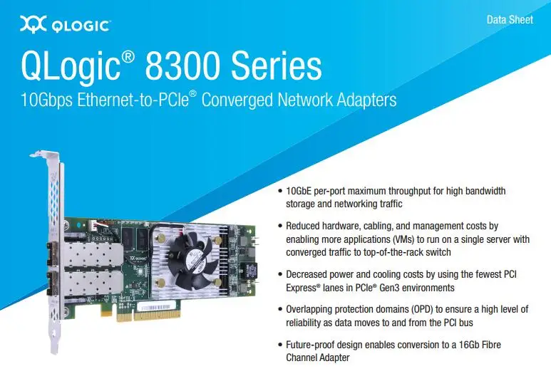RaidStorage QLogic QLE8360-CU-CK QLE8360 1 порт 16 10GbE FC TCP/IP SAN iSCSI FCoE адаптеры сеть PCIe контроллер карта