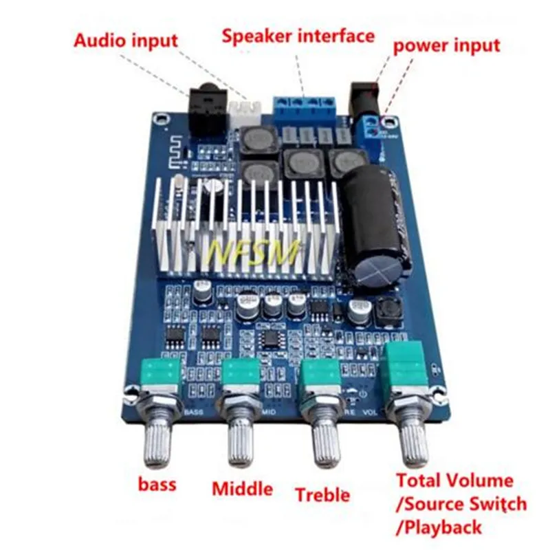 TPA3116 2 0 двухканальный Bluetooth 4 мощная Плата усилителя 12 24 В С настраиваемой цифровой