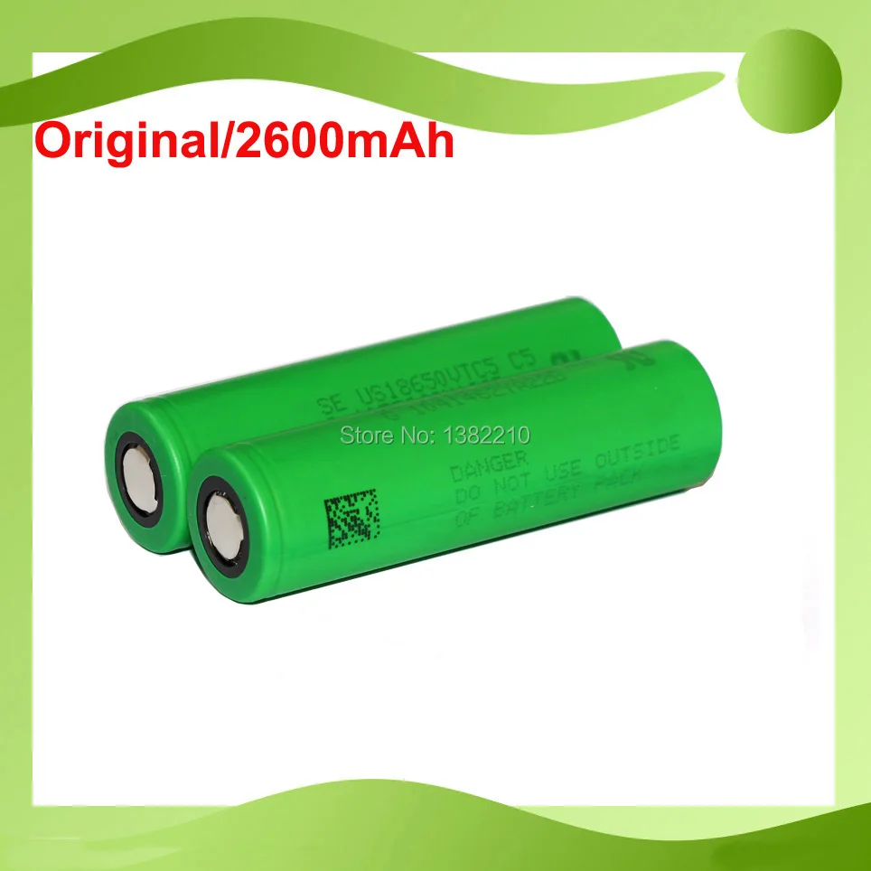

Free shipping!! 2PCS/LOT Genuine 2016 Version 3.6V 18650 US18650 VTC5 2600mAh Continuous 30A E-cig battery for Sony VTC5