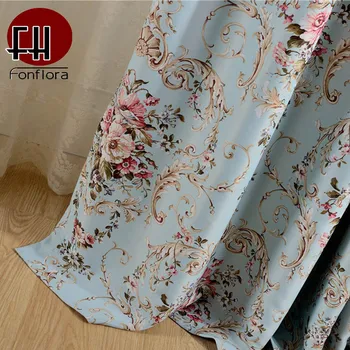 

Floral Printed Blackout Curtains For Living Room Bedroom Curtain American Style Blue Drapery Window Treatments Custom Size Panel