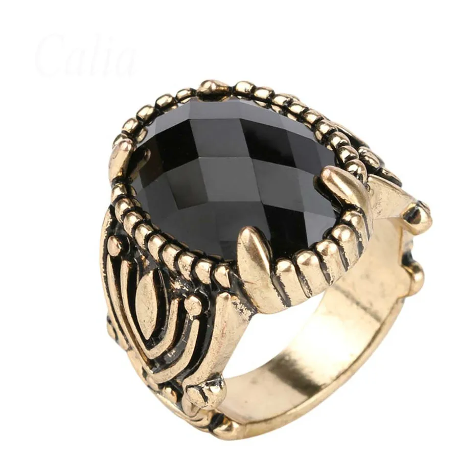 Cool Cheap Fashion Jewelry Vintage Punk Mens Ring Gold Inlay Black Resin Lord Of The Rings Free ...