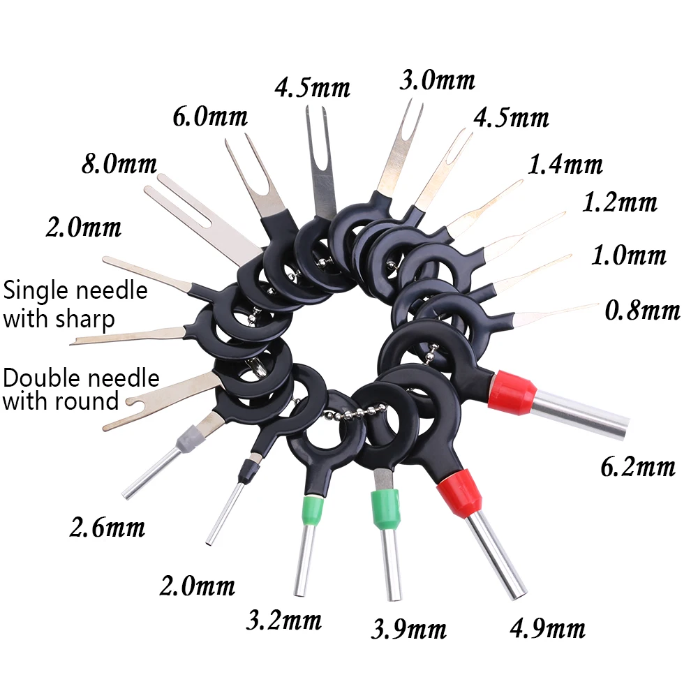 18 шт./компл. авто разъем печатной платы жгут проводов терминал извлечения Палочки разъем обжимной контакт задняя игла для удаления автомобильный ящик для инструментов