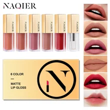 NAQIER матовый блеск для губ Набор 6 шт. жидкая губная помада водостойкая стойкая прозрачная губная помада телесного цвета набор для макияжа