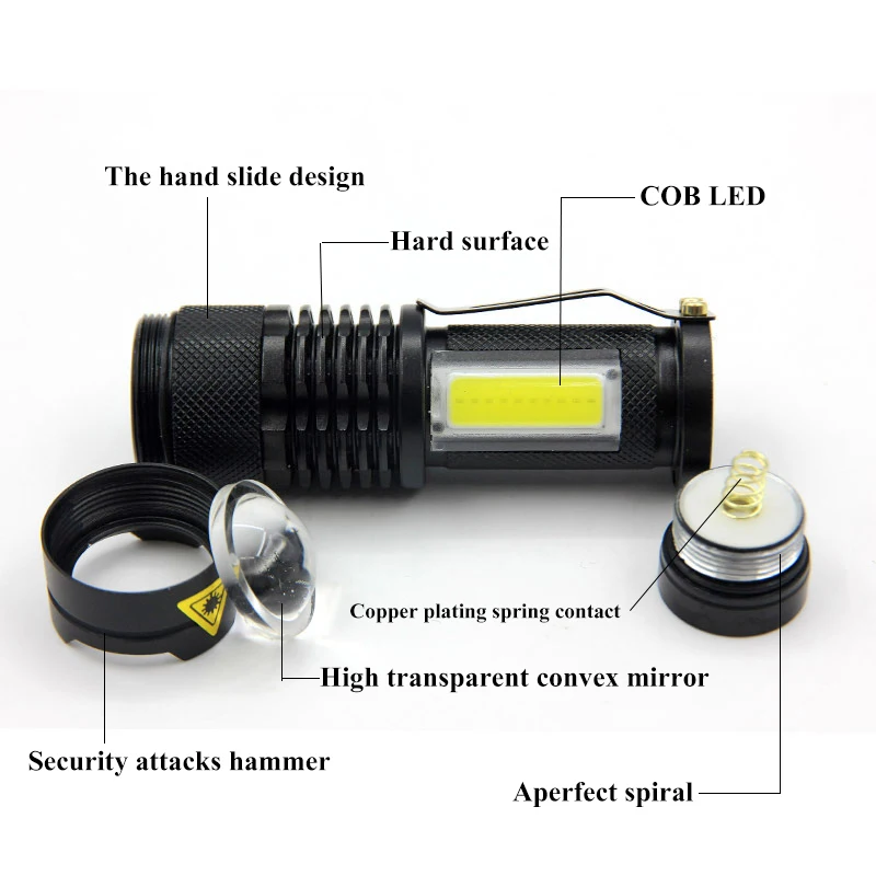 Мини-cob LED фонарик T6 светодиодный фонарь на светодиодах COB фонарик с 4 режимами Портативный фонарик мощный фонарик для кемпинга рабочей